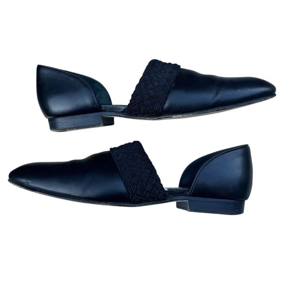 Loewe Black Leather Mules Flats Slip On Size 38 Pointed Toe Designer Old Money - Picture 7 of 13